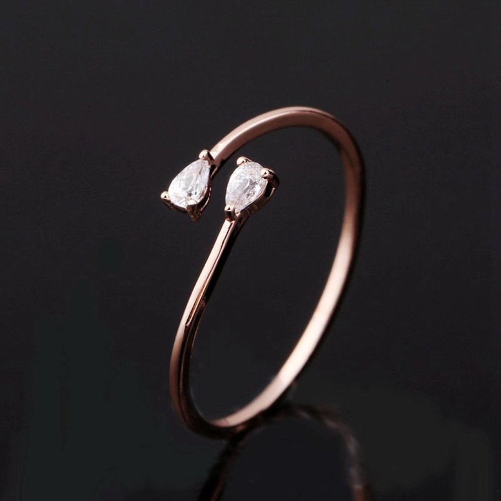 Diamond Teardrop Pear Rose Gold Ring